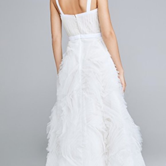 Marchesa Notte Sleeveless Textured Tulle Tea Lengt - Picture 2 of 7